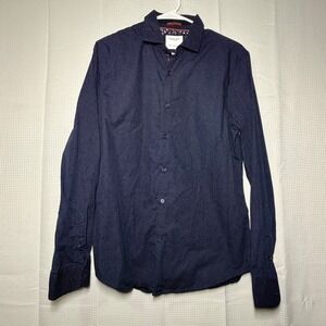 Denim & Flower Ricky Singh Shirt Medium Navy Blue Micro Dot Button Down